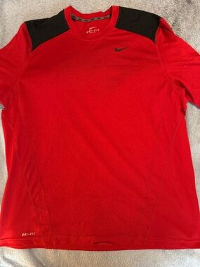 Nike Red Dri-FIT Performance Shirt with black swoosh Logo